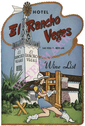 El Rancho Wine List, Las Vegas 1940s | Vintage Menu Art - cover