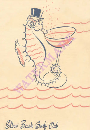 Elbow Beach Surf Club Bermuda 1940s Menu Art