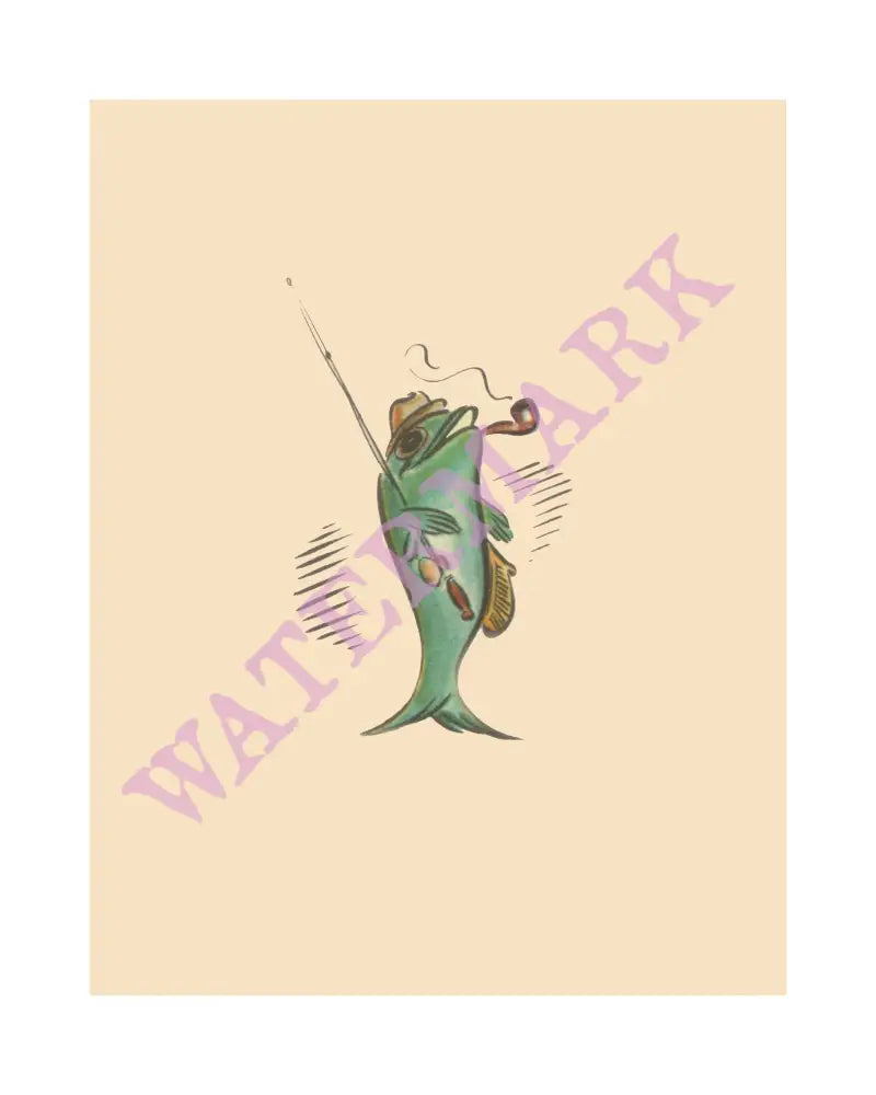 Fish Fly-rod Hat Pipe and Creel Vintage Americana Menus