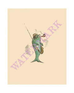 Fish Fly-rod Hat Pipe and Creel Vintage Americana Menus