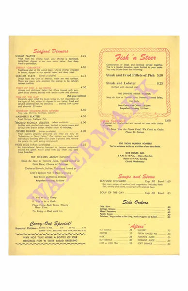 Fish 'N Steer, Charlotte Harbor, Florida 1960s