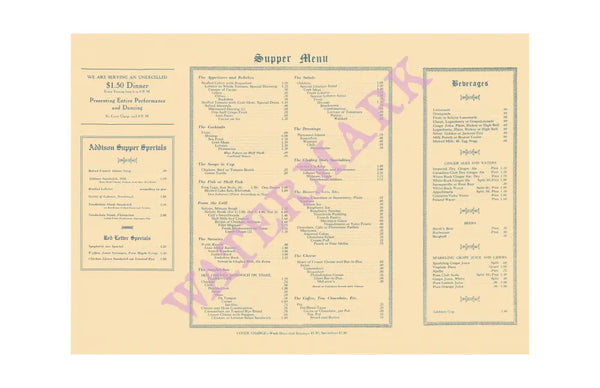 Florentine Room, Addison Hotel, Detroit 1930s