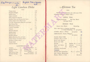 Fortnum & Mason, London 1957 Menu