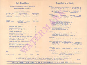 Fred Harvey Bright Angel Lodge, Grand Canyon Arizona 1939 Menu