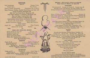 Fred Harvey La Fonda Old Santa Fe 1951 menu