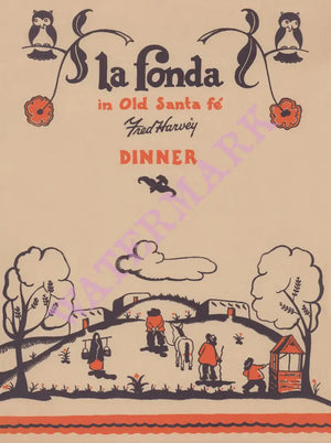 Fred Harvey La Fonda, Santa Fe 1969 mENU aRT