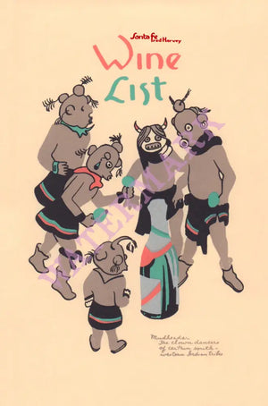 Fred Harvey, Santa Fe 1950s Mudheads Wine List 