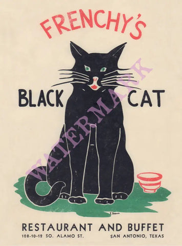 Frenchy's Black Cat, San Antonio Texas 1940s/1950s Menu Art