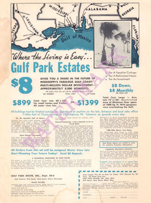 Friendship House, Biloxi 1961 Gulf Park estates $8 deposit