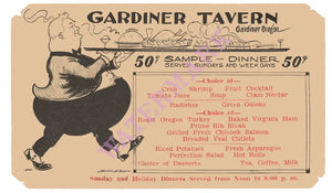 Gardiner Tavern 50C Menu, Gardiner Oregon 1930s 