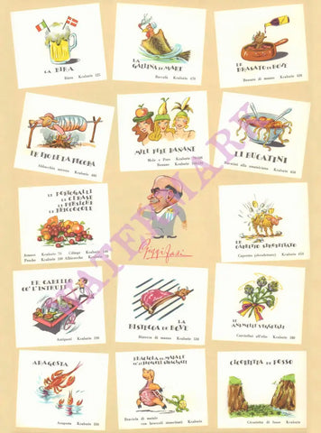 Giggi Fazzi, Rome 1980s Menu Art