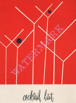 Glendale House, Indianapolis 1950s Cocktail Menu Art