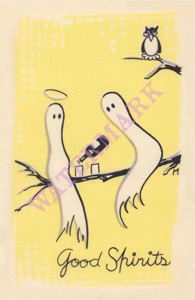 Good Spirits, Cocktail Story 1950s Napkin Print