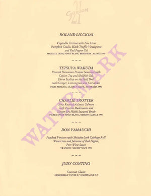 Gordon, Chicago 1997 21st anniversary menu