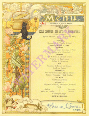 Grand Hotel Paris 1895 Menu Art