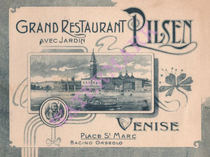 Grand Restaurant Pilsen, Venice Late 19th Century Menu Art