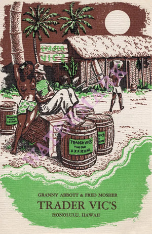 Granny Abbott & Fred Mosher Trader Vic's, Honolulu 1950s Menu Art