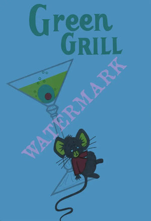 Green Grill, Centralia Illinois 1960s Menu Art