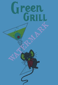 Green Grill, Centralia Illinois 1960s Menu Art
