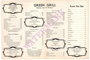 Green Grill, Centralia Illinois 1960s Menu