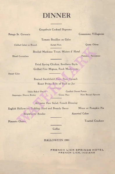 Halloween Dinner French Lick Springs Indiana 1921 Posters Prints & Visual Artwork
