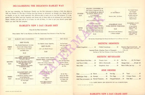 Hamburger Hamlet, Los Angeles 1960s Menu