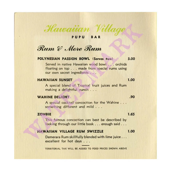 Hawaiian Village Hotel Pupu Bar, Waikiki, 1950s