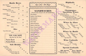 Hi Lo Club Battle Creek Mi 1940s Menu