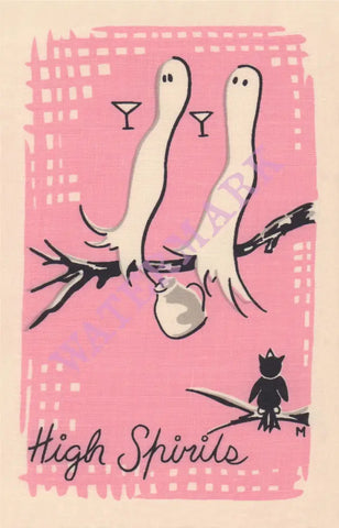 High Spirits, Cocktail Story 1950s Napkin Print