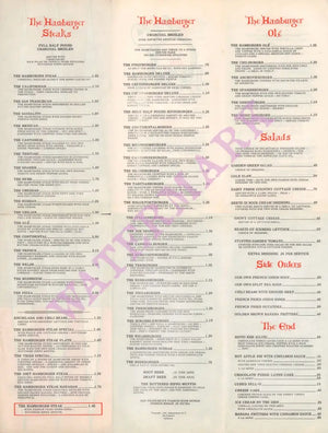 Hippo Burger, San Francisco 1960s Menu