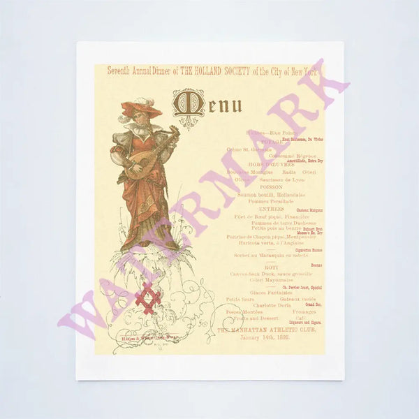 Holland Society Annual Dinner, New York 1892