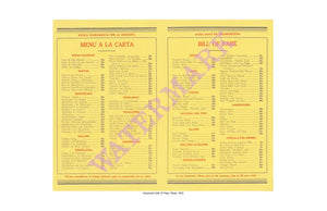 Hollywood Café, El Paso, Texas, 1933 Menu Interior
