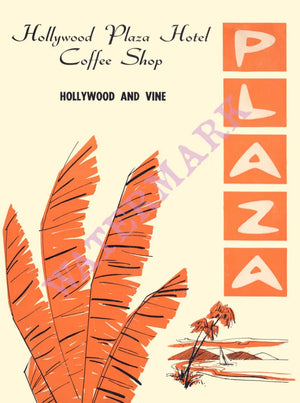 Hollywood Plaza Hotel, Hollywood 1961 Menu Art