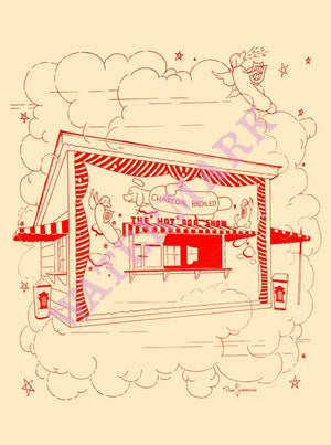 Hot Dog Show, Los Angeles 1950s Menu Art