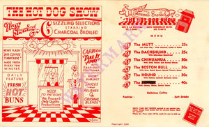 Hot Dog Show, Los Angeles 1950s Menu