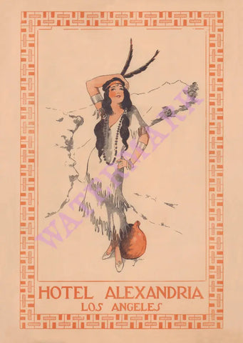 Hotel Alexandria, Los Angeles, 1915 Menu Art