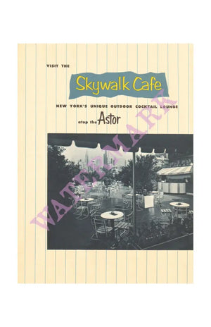 Hotel Astor, New York 1953 Rear Cover Roof Garden