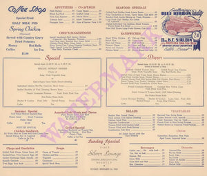 Hotel Black Coffee Shop, Oklahoma City Boxing Day 1943 Menu 