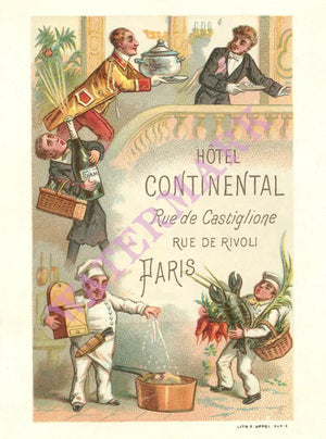 Hotel Continental, Paris 1890s Menu Art