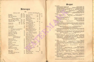 Hotel Coronado, St Louis 1925s Prohibition Menu