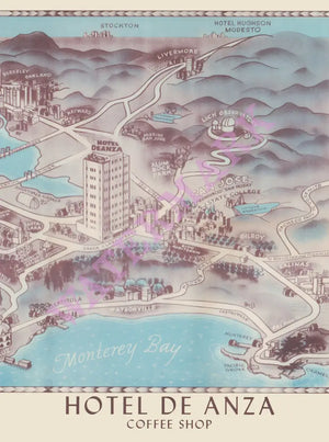 Hotel De ANZA, San Jose 1942 Portrait Cover Menu Art