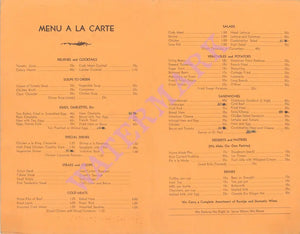 Hotel La Fonda. Taos, 1950s Menu