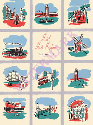 Hotel Mark Hopkins, San Francisco 1946 Menu Art