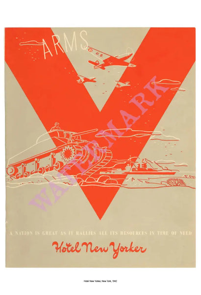 Hotel New Yorker "Arms", New York, 1942 Vintage Menu