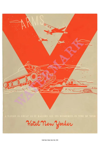 Hotel New Yorker "Arms", New York, 1942 Vintage Menu