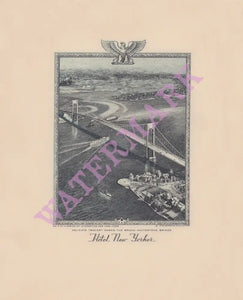 Hotel New Yorker, Bronx Whitestone Bridge, New York 1941 Menu Art