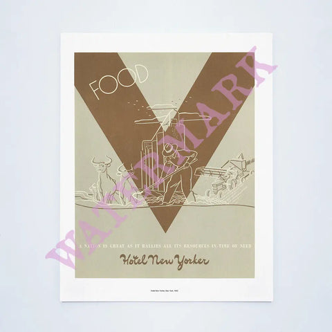 Hotel New Yorker "Food", New York, 1942 Vintage Menu