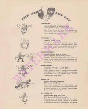 Hotel New Yorker, New York 1941 Menu