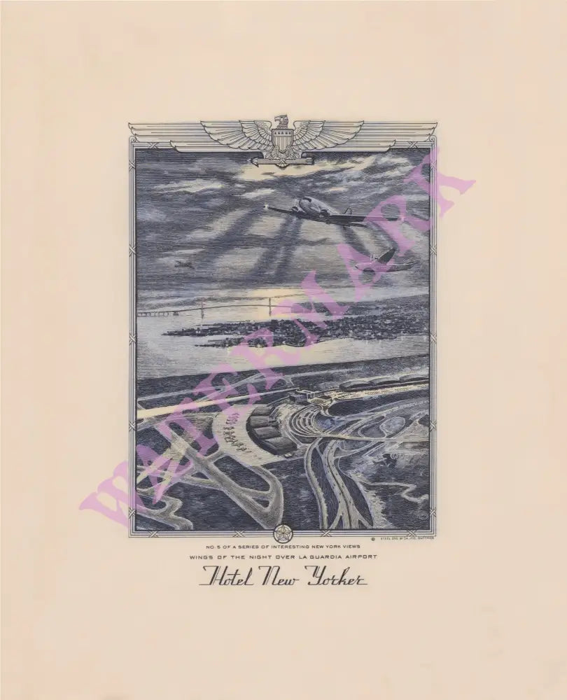 Hotel New Yorker, La Guardia Airport, New York 1941 Menu Art 