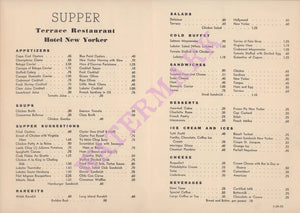 Hotel New Yorker, Let Us Be Gay 1935 Menu